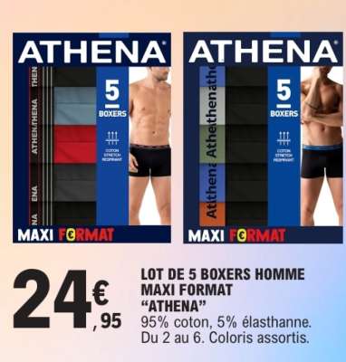 LOT DE 5 BOXERS HOMME MAXI FORMAT “ATHENA”
