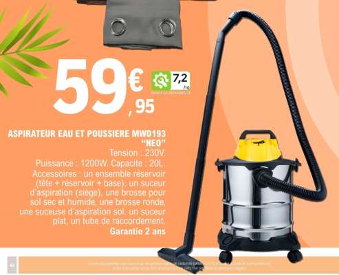 ASPIRATEUR EAU ET POUSSIERE MWD193 'NEO'