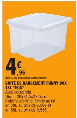 BOITE DE RANGEMENT FUNNY BOX 18L EDA