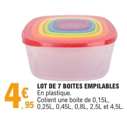 LOT DE 7 BOÎTES EMPILABLES