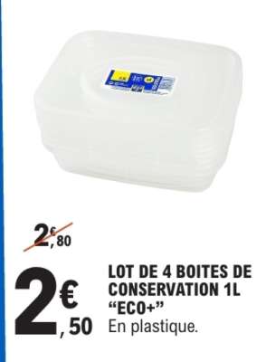 LOT DE 4 BOITES DE CONSERVATION 1L “ECO+”