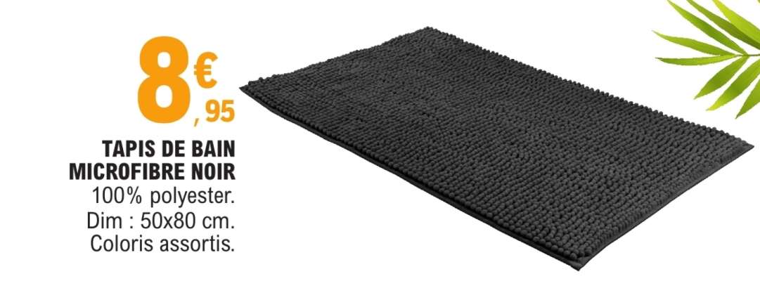TAPIS DE BAIN MICROFIBRE NOIR