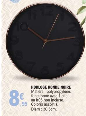 HORLOGE RONDE NOIRE