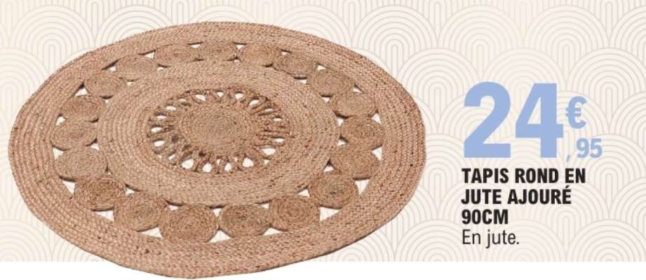 TAPIS ROND EN JUTE AJOURÉ 90CM