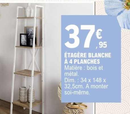 ÉTAGÈRE BLANCHE À 4 PLANCHES