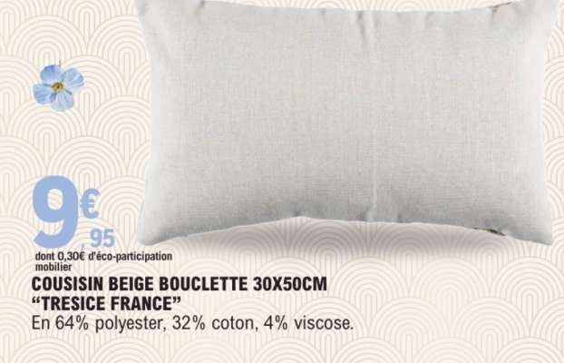 COUSSIN BEIGE BOUCLETTE 30X50CM "TRESICE FRANCE"