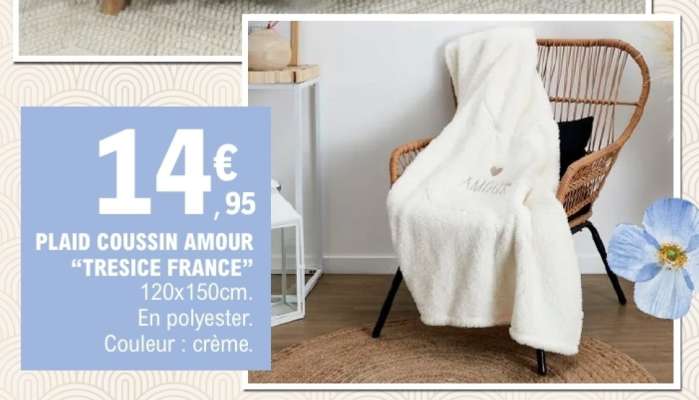 PLAID COUSSIN AMOUR "TRESICE FRANCE"