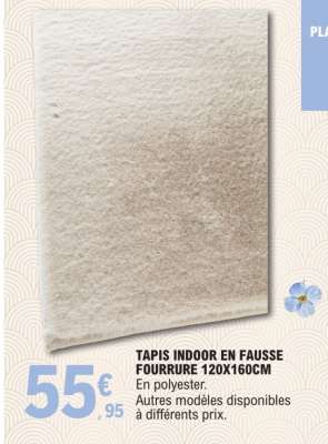 TAPIS INDOOR EN FAUSSE FOURRURE 120X160CM