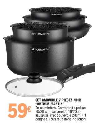 SET AMOVIBLE 7 PIÈCES NOIR “ARTHUR MARTIN”