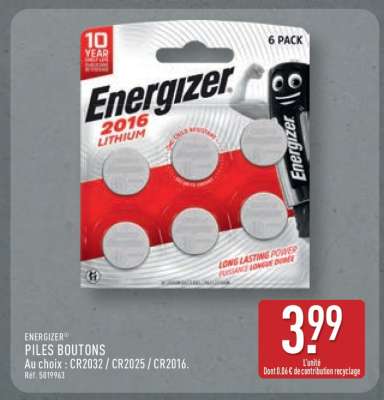 ENERGIZER PILES BOUTONS