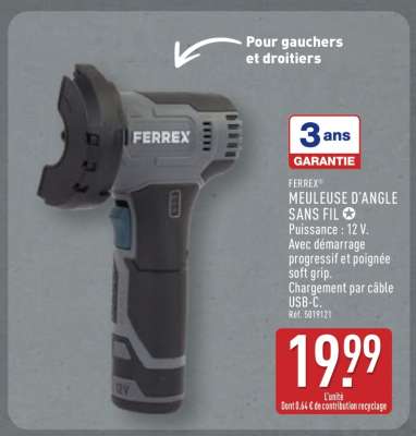 FERREX® MEULEUSE D'ANGLE SANS FIL