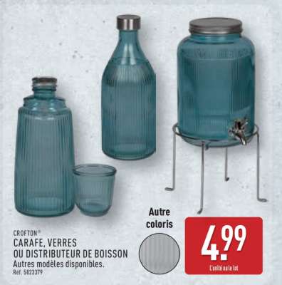 CARAFE, VERRES OU DISTRIBUTEUR DE BOISSON