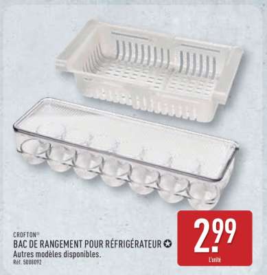 CROFTON® Bac de rangement pour réfrigérateur