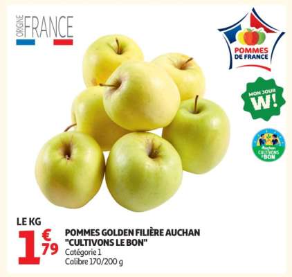 Pommes Golden Filière Auchan "Cultivons Le Bon"