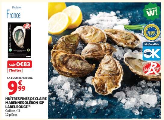 Huîtres Fines de Claire Marennes Oléron IGP Label Rouge
