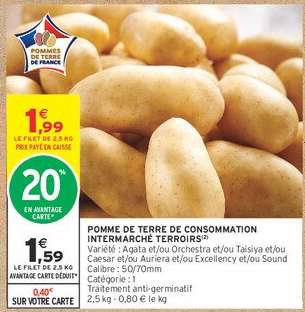POMME DE TERRE DE CONSOMMATION INTERMARCHE TERROIRS