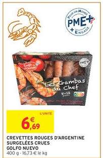 CREVETTES ROUGES D'ARGENTINE SURGELÉES CRUES GOLFO NUEVO