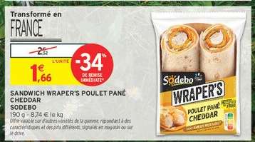 SANDWICH WRAPER'S POULET PANÉ CHEDDAR