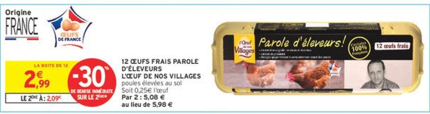12 ŒUFS FRAIS PAROLE D'ELEVEURS