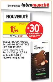 TABLETTE GIANDUJA ECLATS DE NOISETTES LES CRÉATIONS