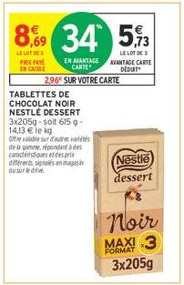 Tablettes De Chocolat Noir Nestle Dessert