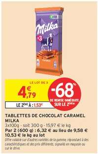TABLETTES DE CHOCOLAT CARAMEL MILKA