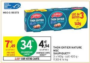 Thon Entier Nature Msc Saupiquet