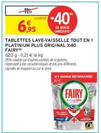 Tablettes Lave-Vaisselle Tout en 1 Platinium Plus Original X40 Fairy