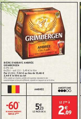 BIÈRE D'ABBAYE AMBRÉE GRIMBERGEN