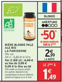 BIÈRE BLONDE PALE ALE BIO LA PARISIENNE