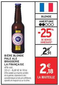 BIÈRE BLONDE PALE ALE BRASSERIE LA FRANÇAISE