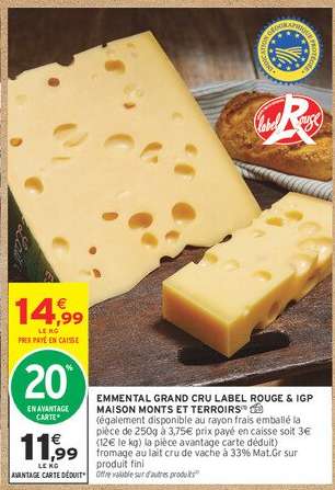 Emmental Grand Cru Label Rouge & IGP Maison Monts et Terroirs