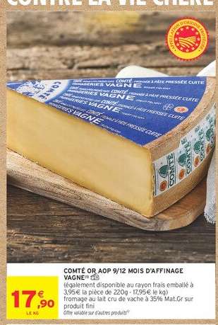 Comté OR AOP 9/12 mois d'affinage Vagne