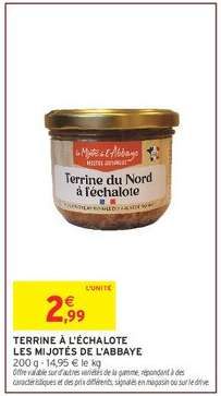 TERRINE À L'ÉCHALOTE LES MIJOTÉS DE L'ABBAYE