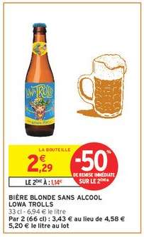 BIÈRE BLONDE SANS ALCOOL LOWA TROLLS