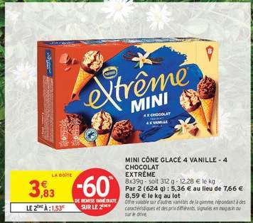 MINI CÔNE GLACÉ 4 VANILLE - 4 CHOCOLAT EXTREME