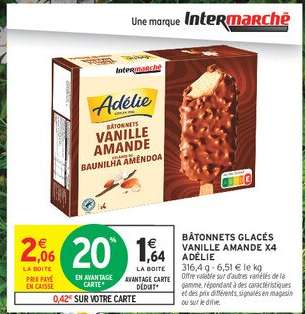 Bâtonnets glacés vanille amande x4 Adélie