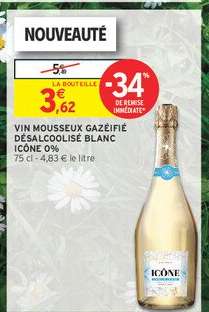 Vin Mousseux Gazéifié Désalcoolisé Blanc ICÔNE 0%