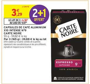 Capsules de Café Aluminium X10 Intense N°9 Carte Noire