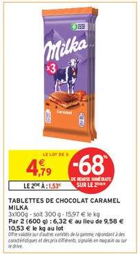TABLETTES DE CHOCOLAT CARAMEL MILKA