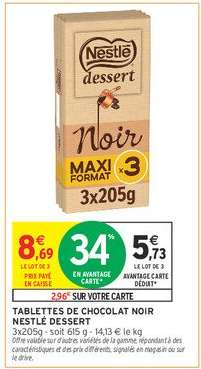 Tablettes De Chocolat Noir Nestle Dessert