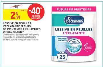 Lessive en feuilles L'éclatante Fleurs de Printemps x25 lavages Dr Beckmann