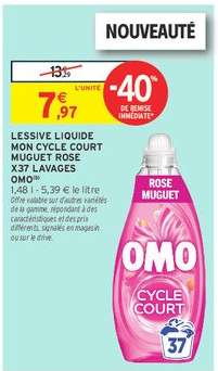 LESSIVE LIQUIDE MON CYCLE COURT MUGUET ROSE X37 LAVAGES OMO