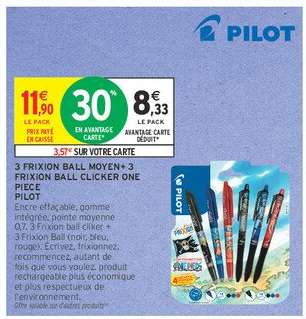 3 FriXion Ball Moyen + 3 FriXion Ball Clicker One Piece