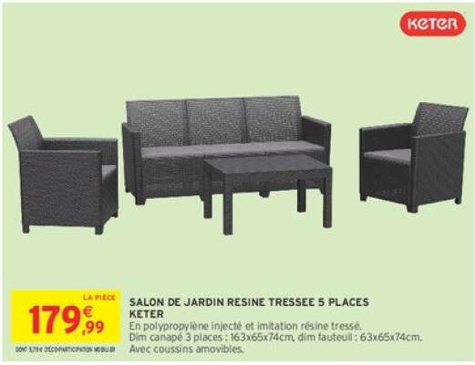 SALON DE JARDIN RESINE TRESSEE 5 PLACES KETER