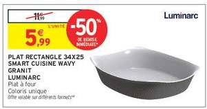 PLAT RECTANGLE 34X25 SMART CUISINE WAVY GRANIT LUMINARC