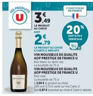 VIN MOUSSEUX DE QUALITE AOP PRESTIGE DE FRANCE U