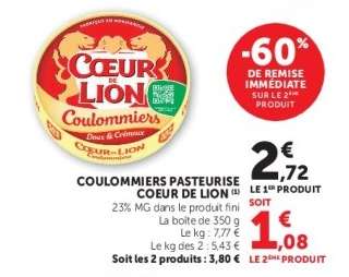 COULOMMIERS PASTEURISE COEUR DE LION