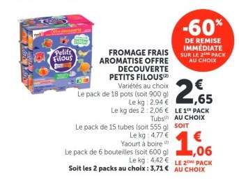 FROMAGE FRAIS AROMATISÉ OFFRE DÉCOUVERTE PETITS FILOUS