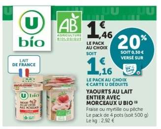 YAOURTS AU LAIT ENTIER AVEC MORCEAUX U BIO